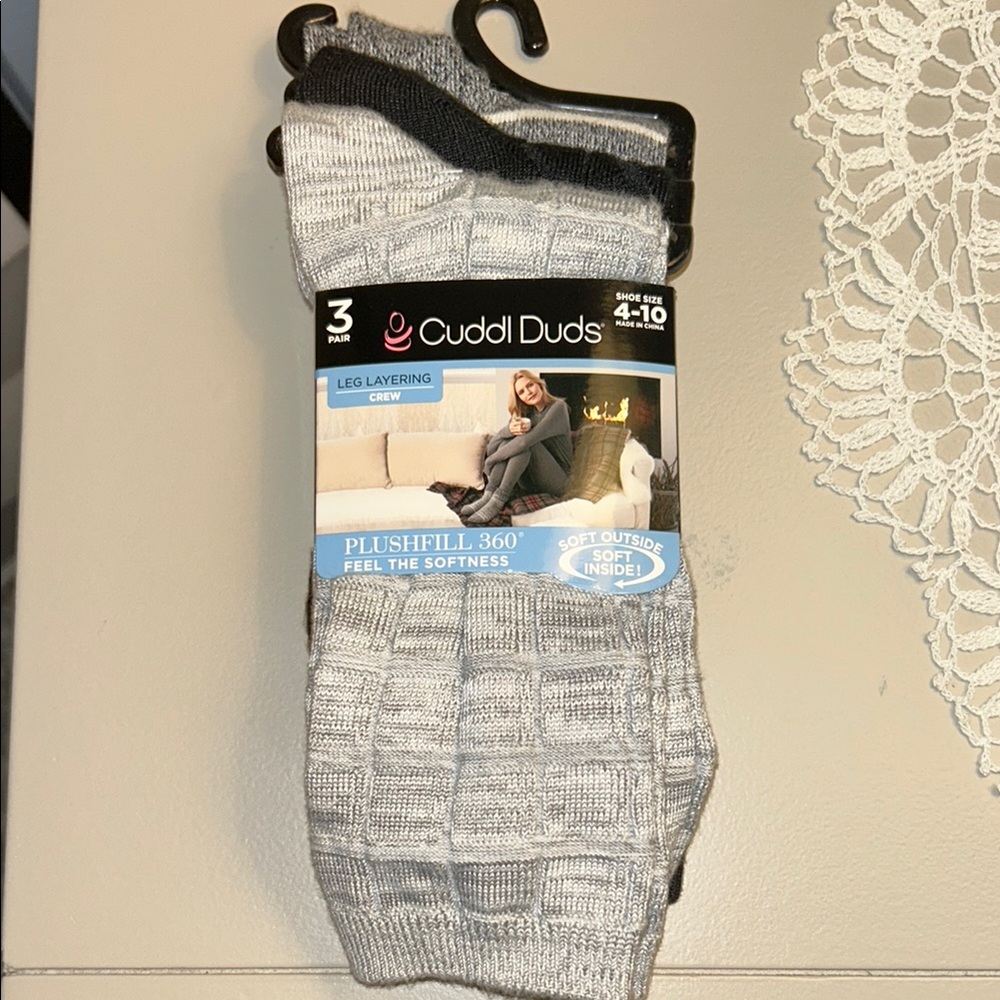 Cuddl Duds Women’s Gray & Black Socks - 3 Pack